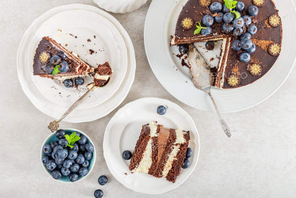 Dessert Menu Belgian Chocolate Layered Gateau - Stock Photo - Images