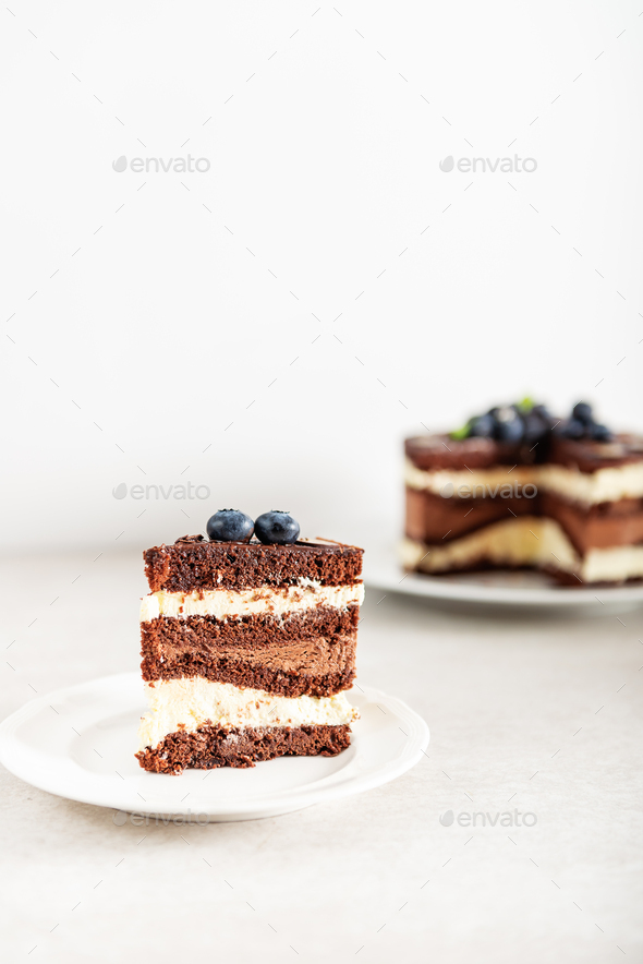 Dessert Menu Belgian Chocolate Layered Gateau - Stock Photo - Images
