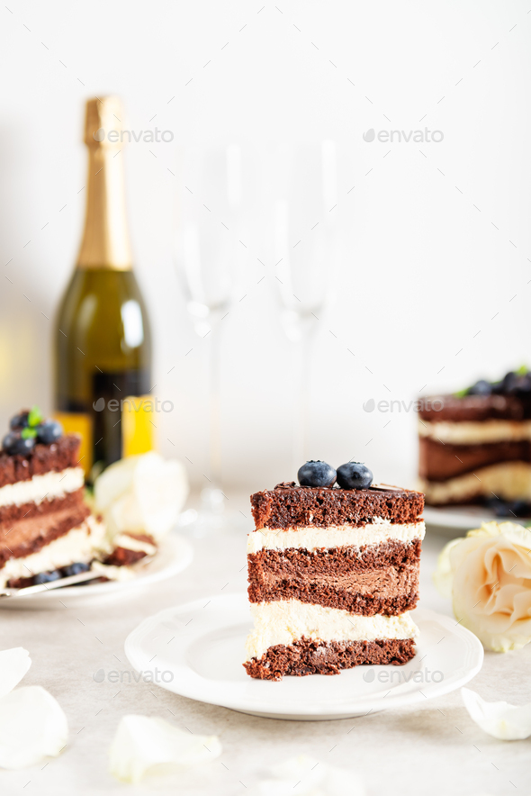 Dessert Menu Belgian Chocolate Layered Gateau - Stock Photo - Images