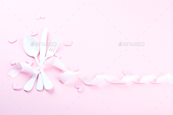 Festive table setting for Valentines Day - Stock Photo - Images