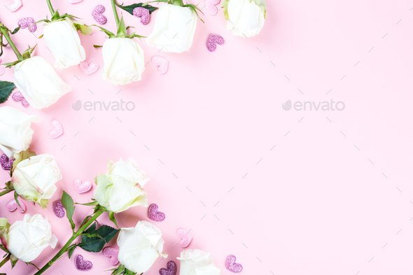 Flowers composition. Holiday Gift Valentin Day - Stock Photo - Images