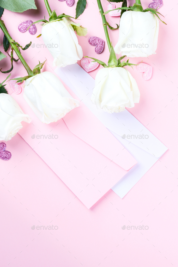 Flowers composition. Holiday Gift Valentin Day - Stock Photo - Images