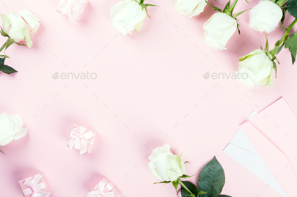 Flowers composition. Holiday Gift Valentin Day - Stock Photo - Images