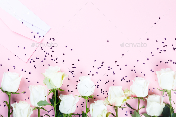 Flowers composition. Holiday Gift Valentin Day - Stock Photo - Images