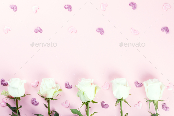 Flowers composition. Holiday Gift Valentin Day - Stock Photo - Images