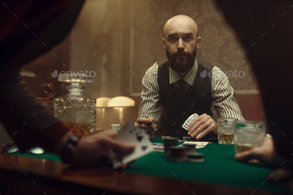 The poker players in casino, blackjack - Stock Photo - Images