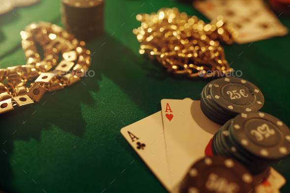 Poker concept, money bet, cards and chips, casino