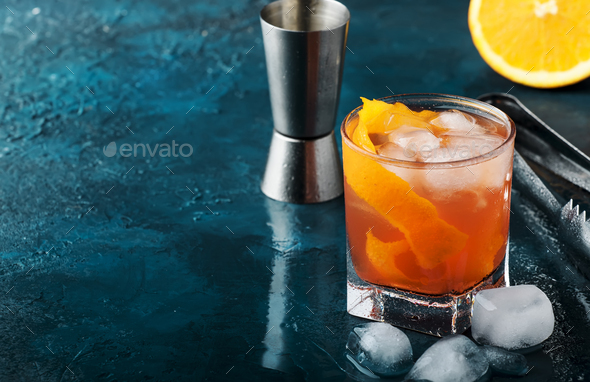Orange Alcohol cocktail with red vermouth - Stock Photo - Images