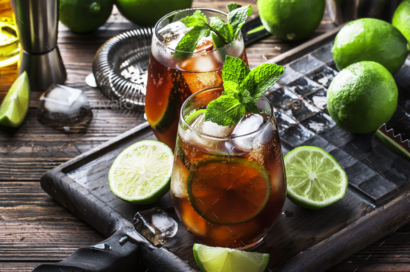 Cuba libre alcohol cocktail - Stock Photo - Images