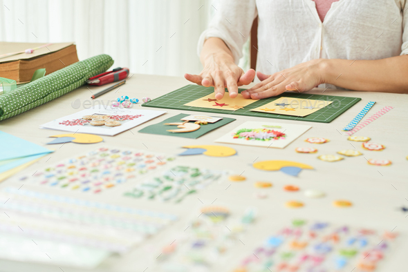Creative Woman Making Greeting Card - Stock Photo - Images