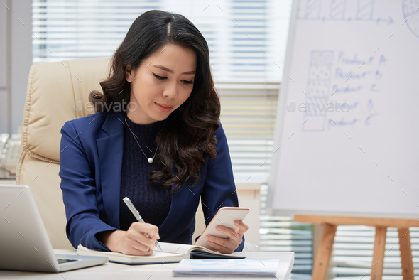 Beautiful Manager Texting with Colleague - Stock Photo - Images