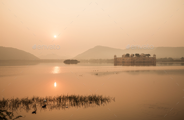 Jal Mahal (meaning Water Palace) is a palace in the middle of the Man Sagar Lake - Stock Photo - Images