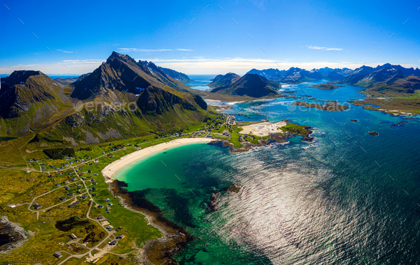 Beach Lofoten archipelago islands beach - Stock Photo - Images
