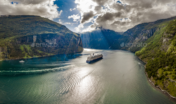 Geiranger fjord, Beautiful Nature Norway. - Stock Photo - Images
