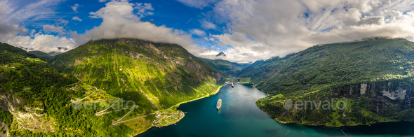 Geiranger fjord, Beautiful Nature Norway. - Stock Photo - Images