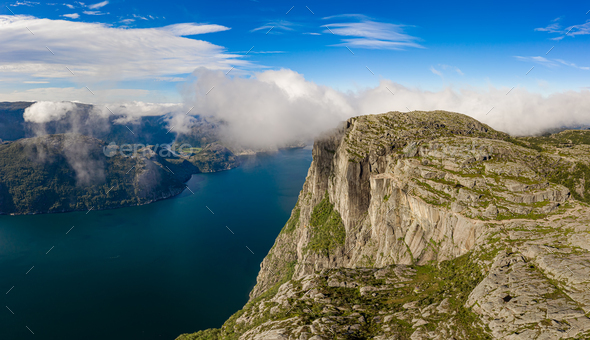 Pulpit Rock Preikestolen Beautiful Nature Norway - Stock Photo - Images