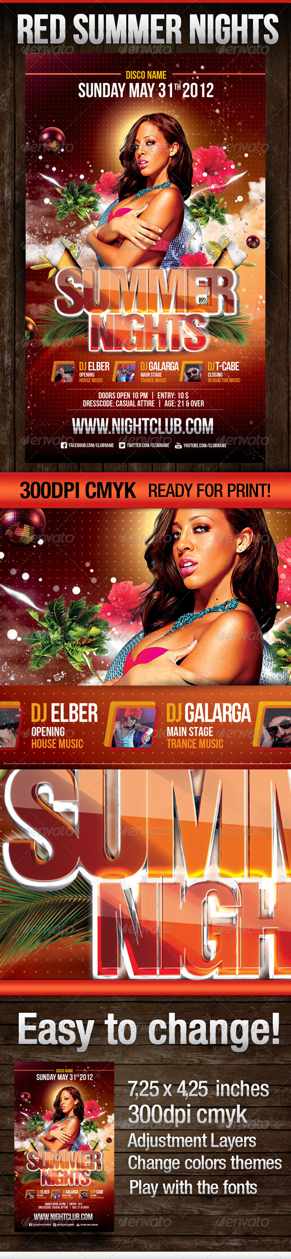 Red Summer Nights - Flyers Print Templates