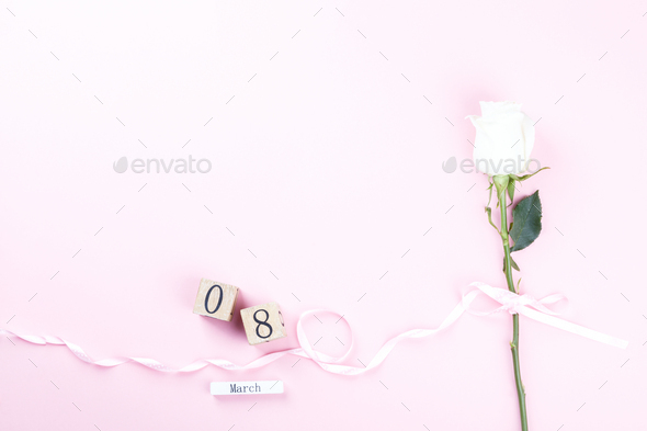 Wooden block calendar International of March 8 - Stock Photo - Images