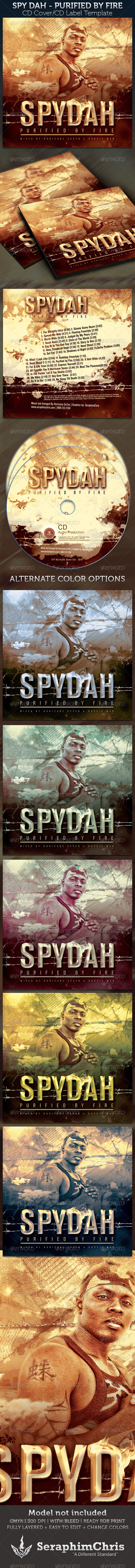 Spydah: Purified by Fire Mixtape CD Cover Template - CD & DVD Artwork Print Templates