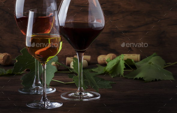 Wine set. Red, white and rose wine - Stock Photo - Images
