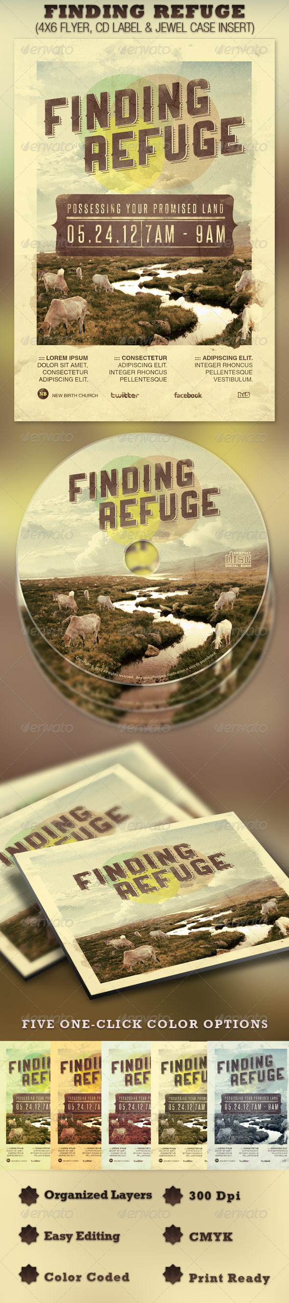 Finding Refuge Church Flyer and CD Template - Church Flyers