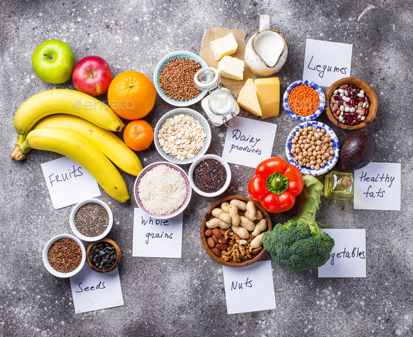 Lacto vegetarian diet concept. Healthy food - Stock Photo - Images