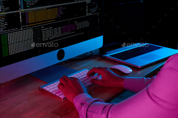 Male Hacker Stealing Data - Stock Photo - Images