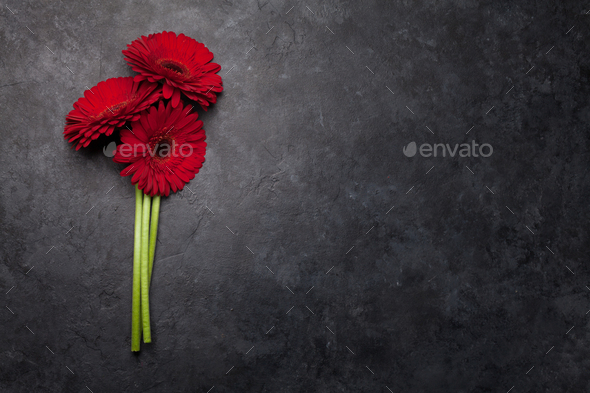 Valentines day card with gerbera flower bouquet - Stock Photo - Images