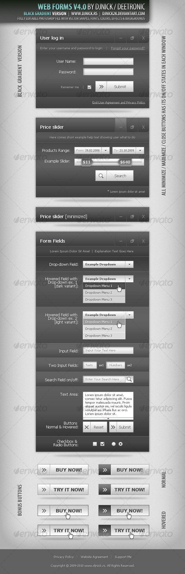 Web Forms 4 - Vector Dark Gradient layered PSD - Miscellaneous Web Elements