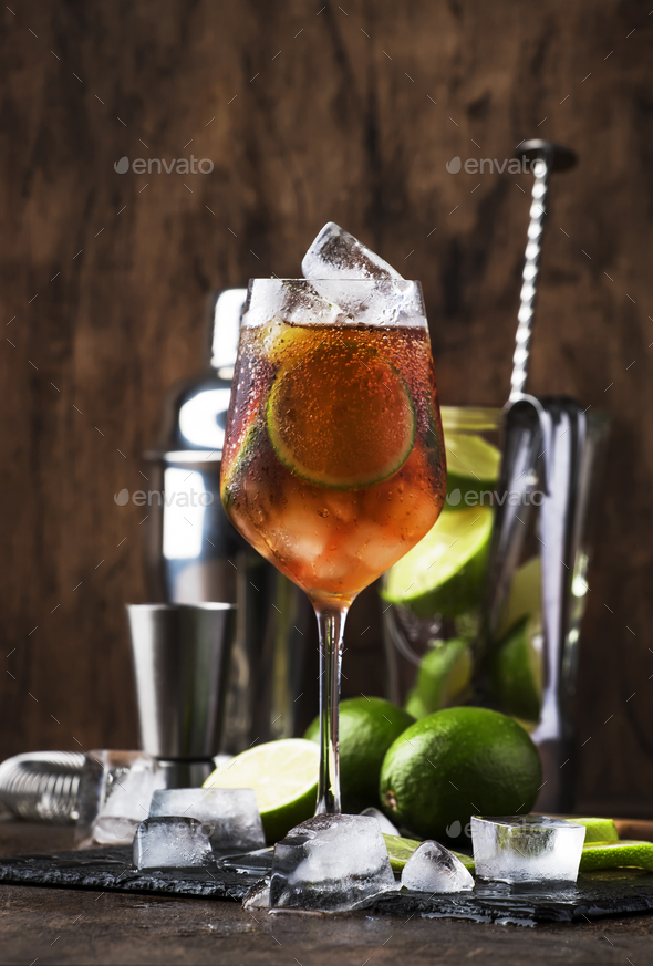cocktail Long Island with vodka, gin, tequila - Stock Photo - Images