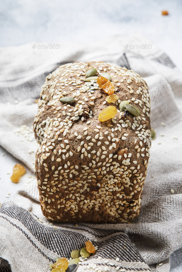 Whole wheat organic rye dark bread - Stock Photo - Images