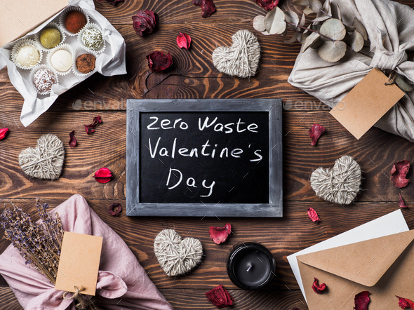 Zero waste Valentine's Day concept, copy space - Stock Photo - Images