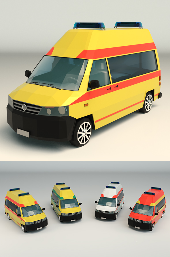 Low Poly Ambulance - 3Docean 25437237