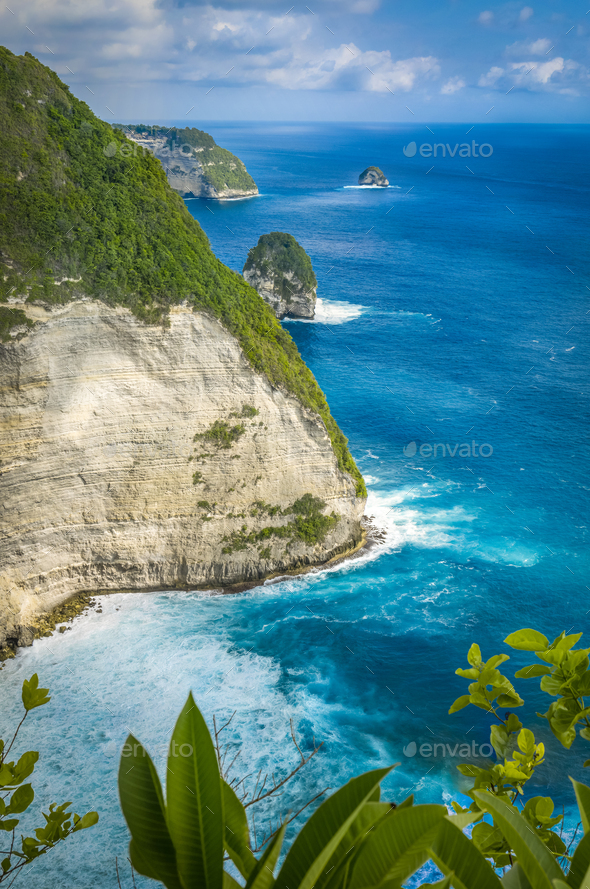 Paluang Cliff on Nusa Penida Island, Bali, Indonesia - Stock Photo - Images