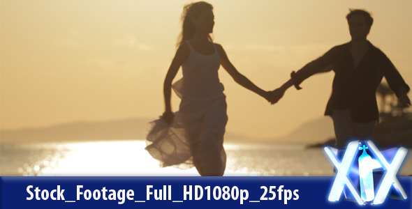 Couple Running At Sunset alt