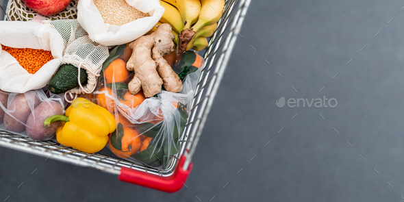 Food waste, zero waste shopping in supermarket - Stock Photo - Images