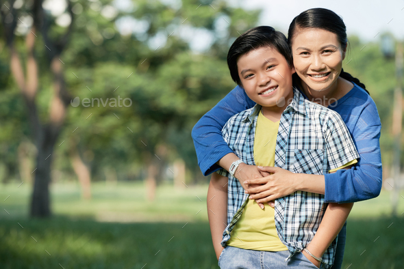 Spending Day with Mom at Public Park - Stock Photo - Images