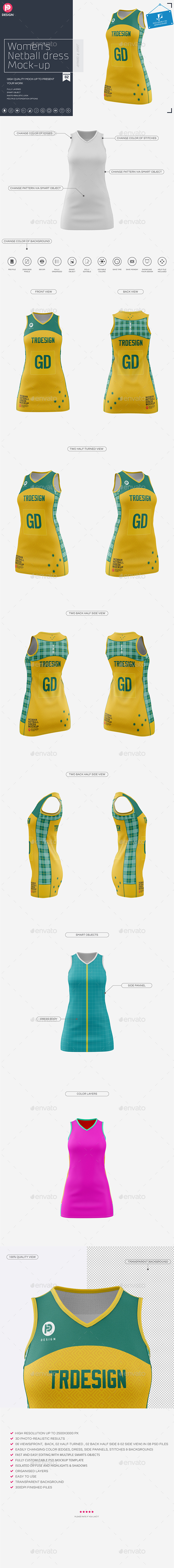 Women S Netball Dress Mockup V2 By Trdesignme Graphicriver