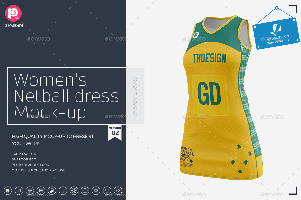 Download Women's Netball Dress Mockup V2 by TRDesignme | GraphicRiver