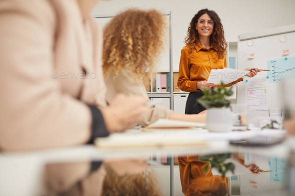 Successful Caucasian Woman Making Presentation - Stock Photo - Images