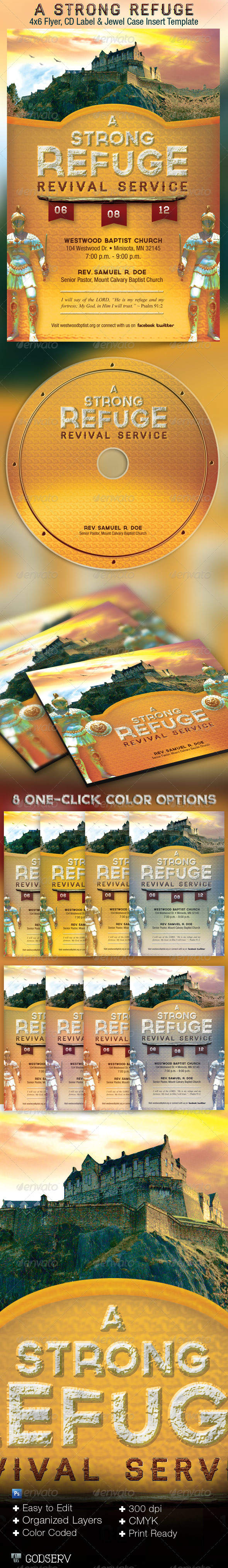Strong Refuge Church Flyer CD Template - Church Flyers