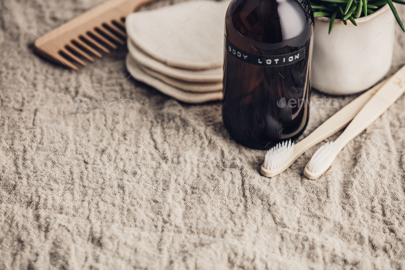 Zero waste, Recycle, Reuse, Sustainable lifestyle concept. Eco-friendly bathroom accessories - Stock Photo - Images
