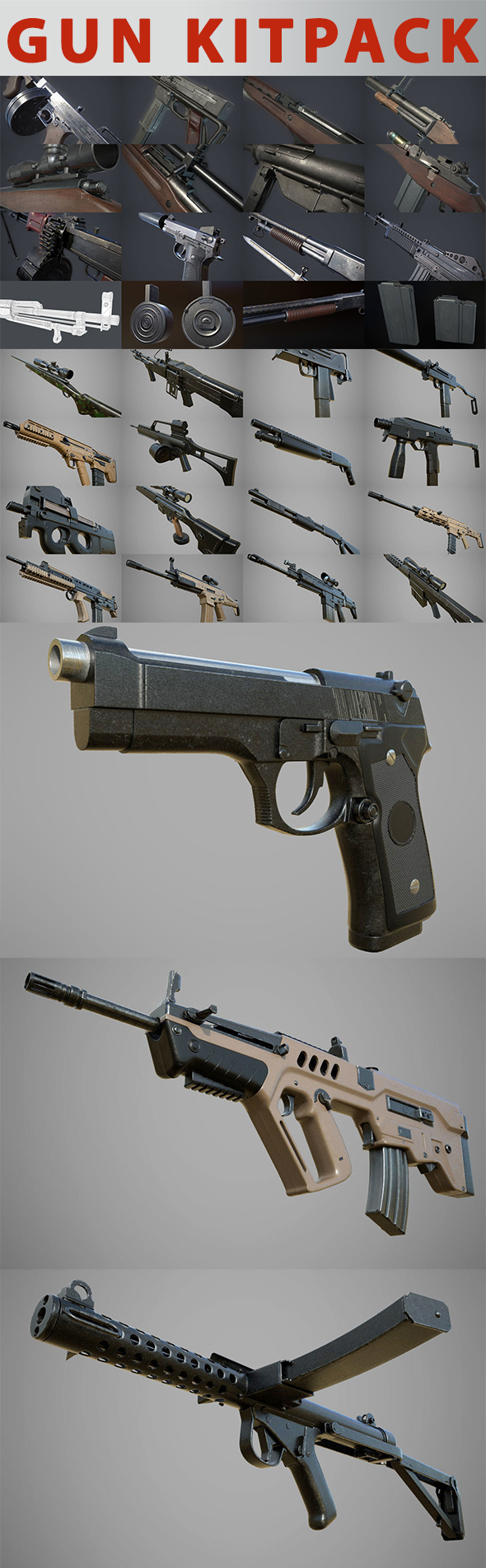 26x High-Poly Weapons - 3Docean 25457342