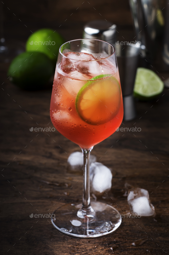 Campari tonic alcohol cocktail - Stock Photo - Images