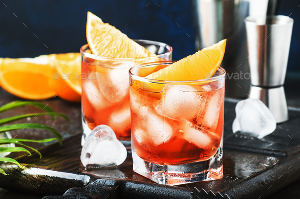Negroni alcoholic cocktail - Stock Photo - Images