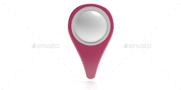 Map location pin isolated on white background. 3d illustration - Stock Photo - Images