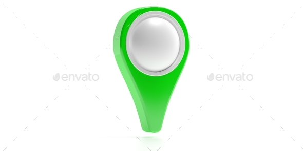 Map location pin isolated on white background. 3d illustration - Stock Photo - Images