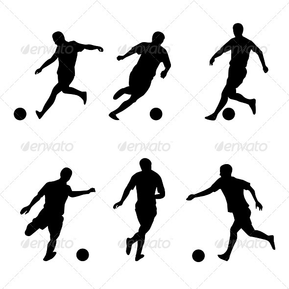 Soccer, football players silhouettes