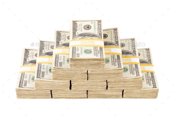 Stacks of One Hundred Dollar Bills Isolated - Stock Photo - Images