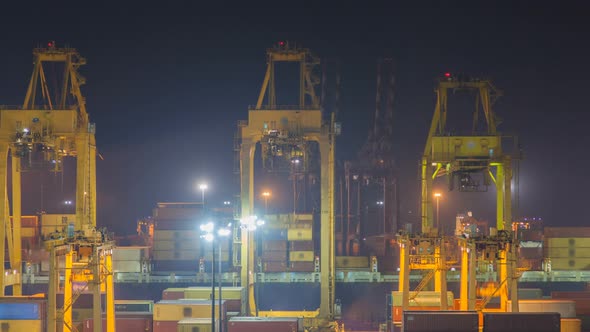 Loading Unloading Ship in Container Terminal Timelapse alt